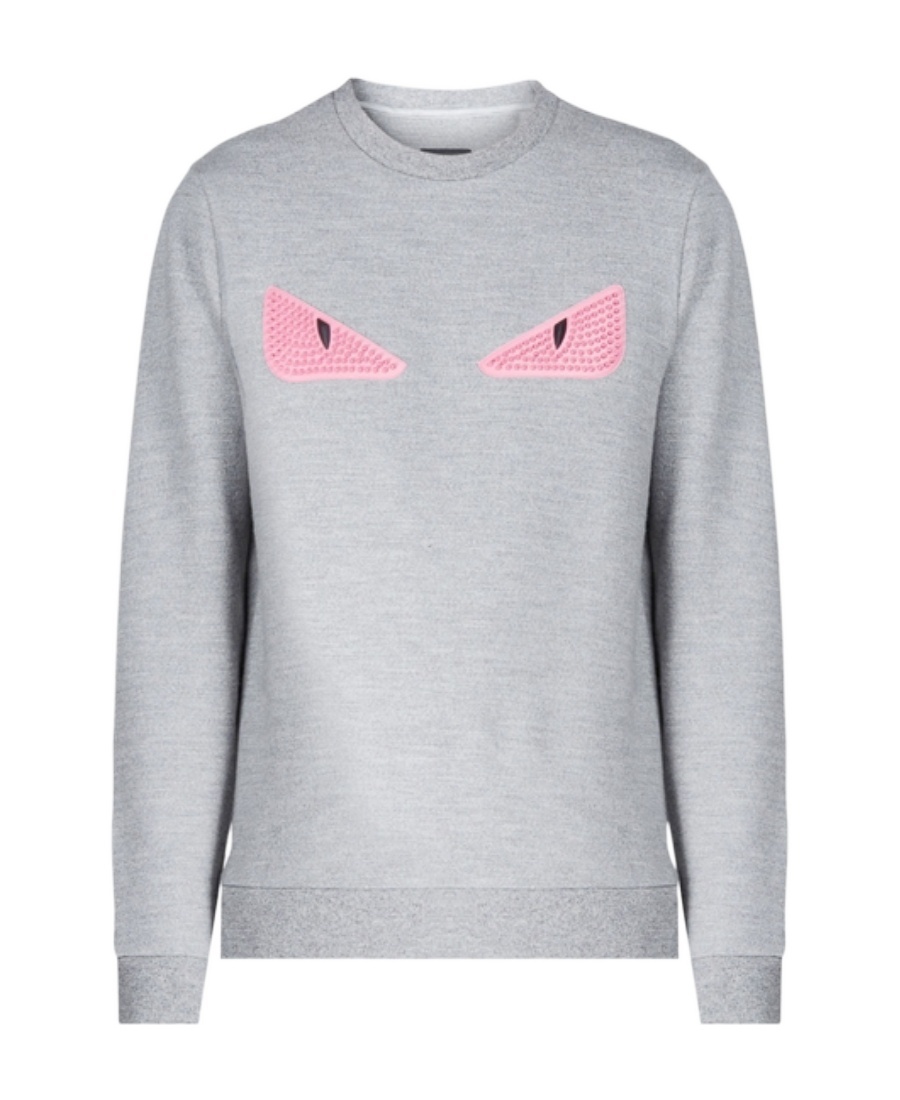 Fendi Woolen Round-necked Sweater In Gray