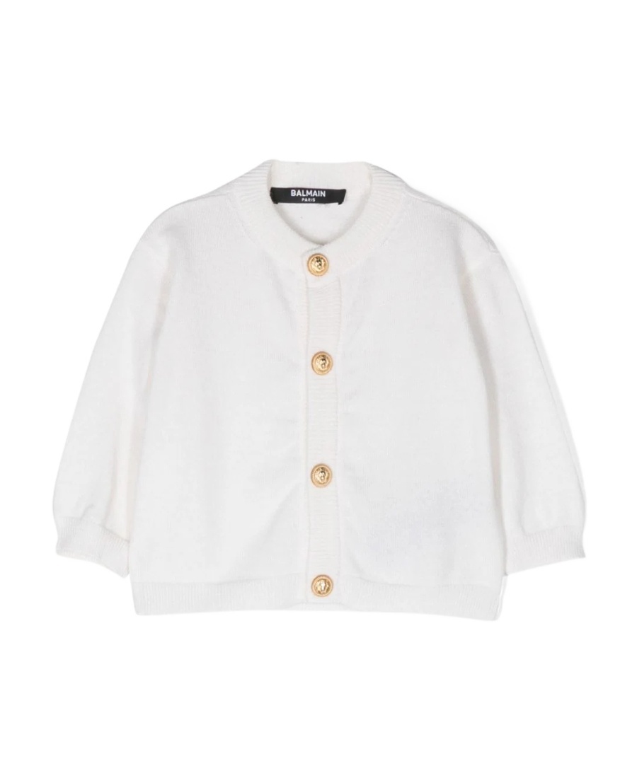 Balmain Buttoned Knitted Cardigan In White
