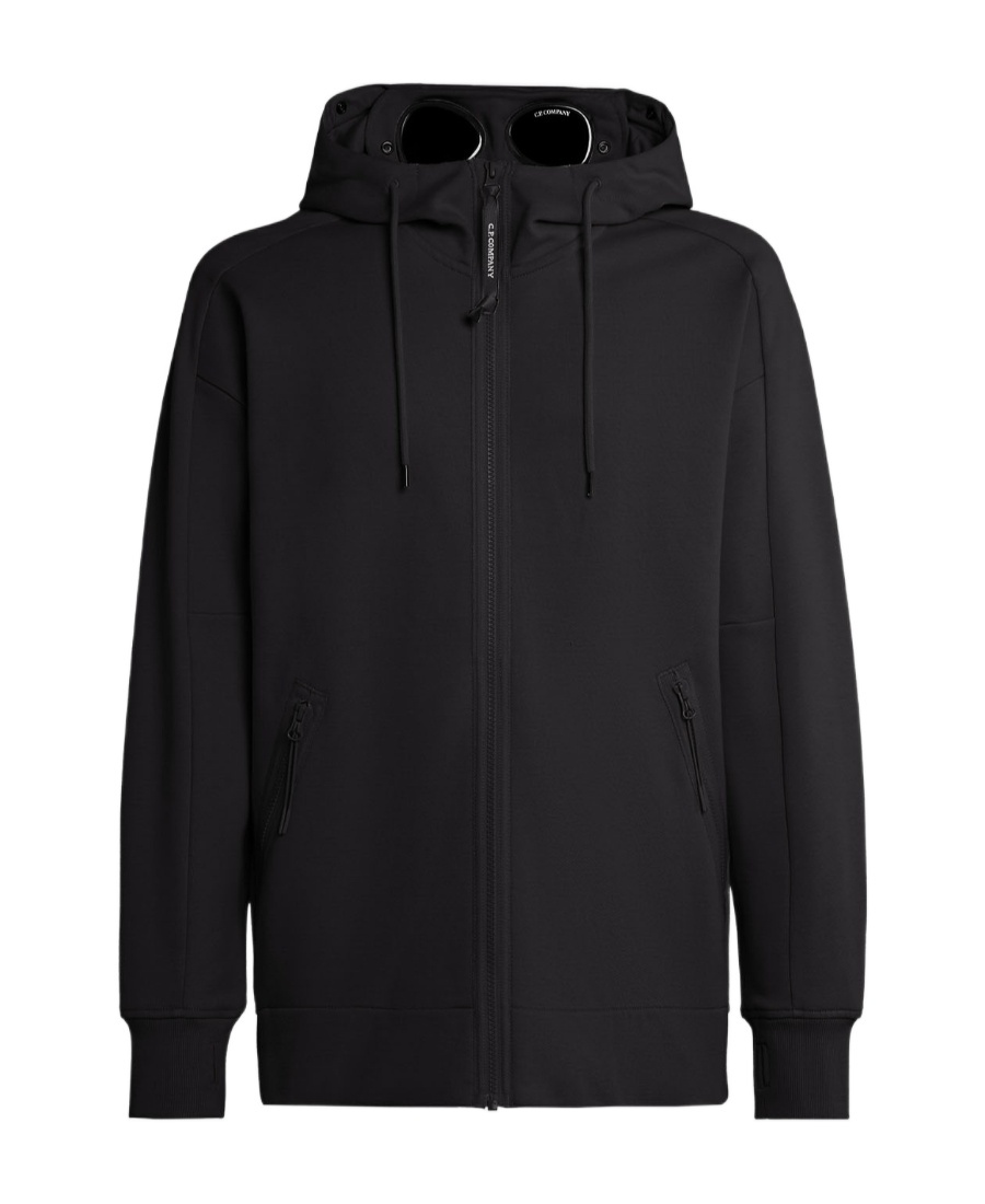 C.p. Company Logo-print Cotton Hoodie In Black