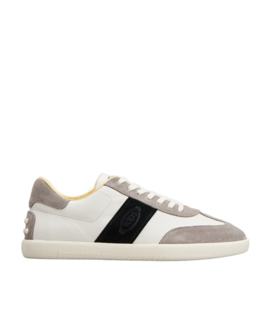 Tod's Color-blocked Leather Sneakers With Signature Gommino Sole In Gray