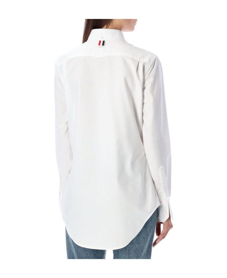 Thom Browne Classic Button-down Shirt With Crisp Collar And Curved Hem In White