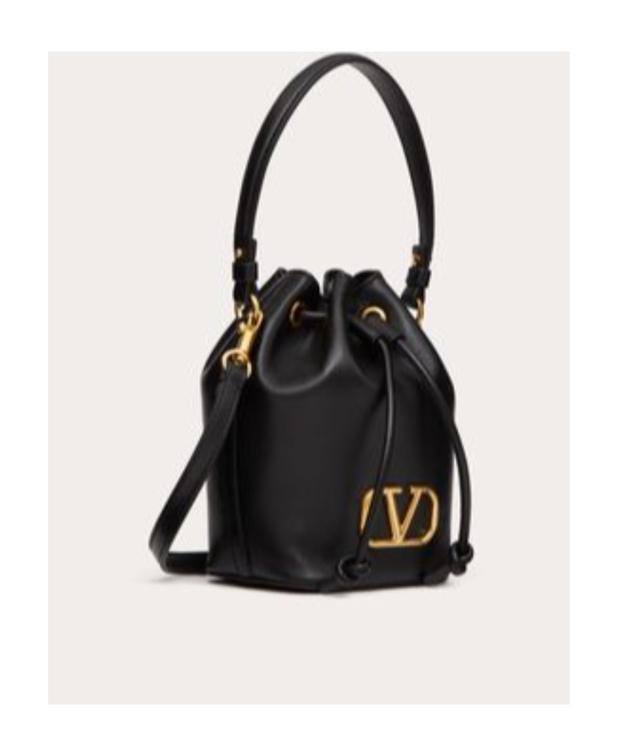 Valentino Garavani Mini Vlogo Signature Bucket Bag In Nappa Leather Woman Black Uni In Black