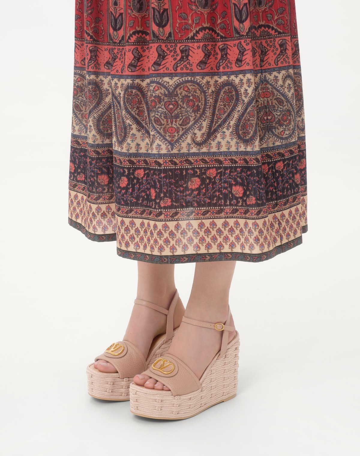 Valentino Wedge Espadrillas Vlogo Signature T. 45 In Nude