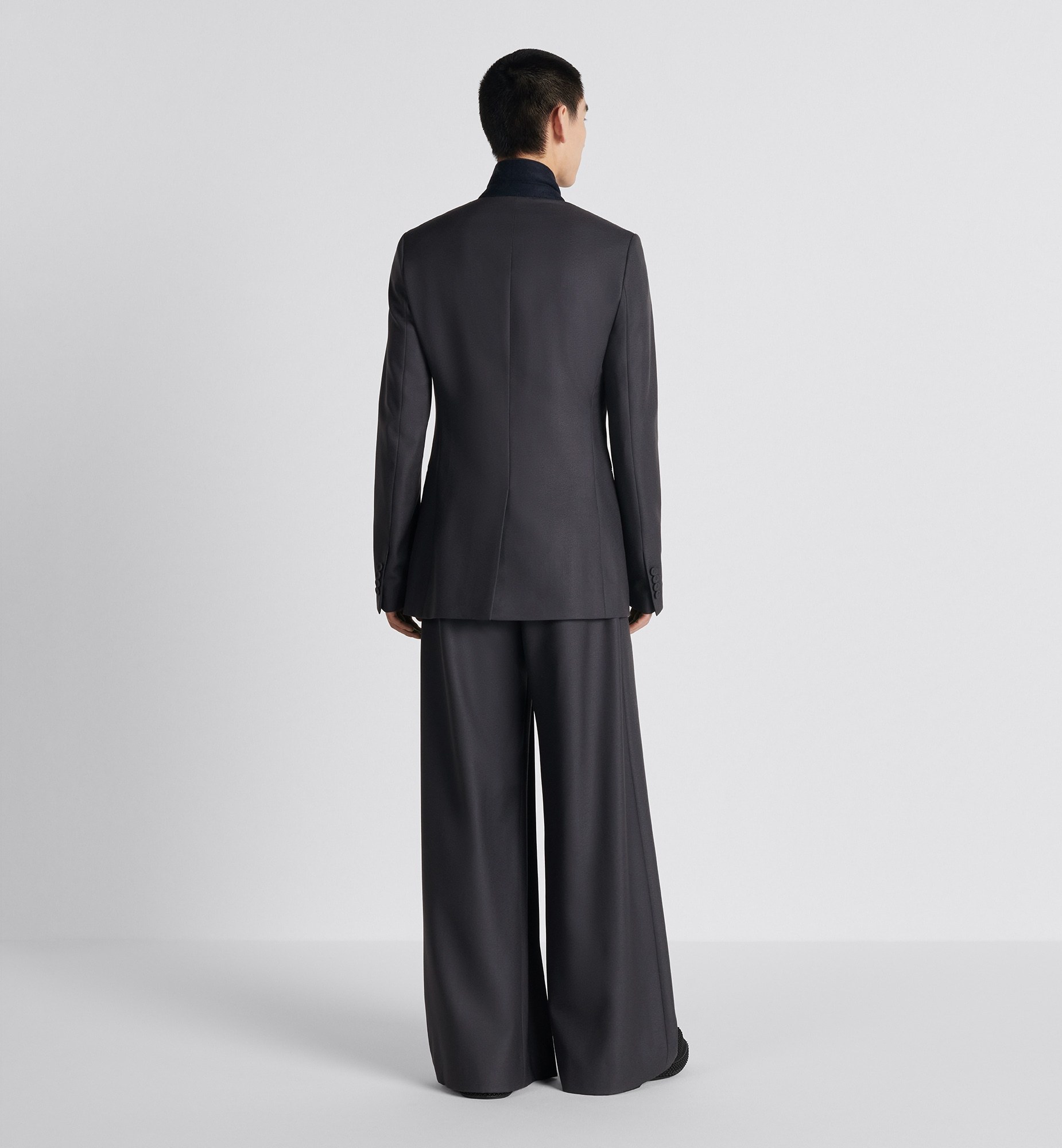 Dior Pleated Zipper Wool Casual Pants In Gray