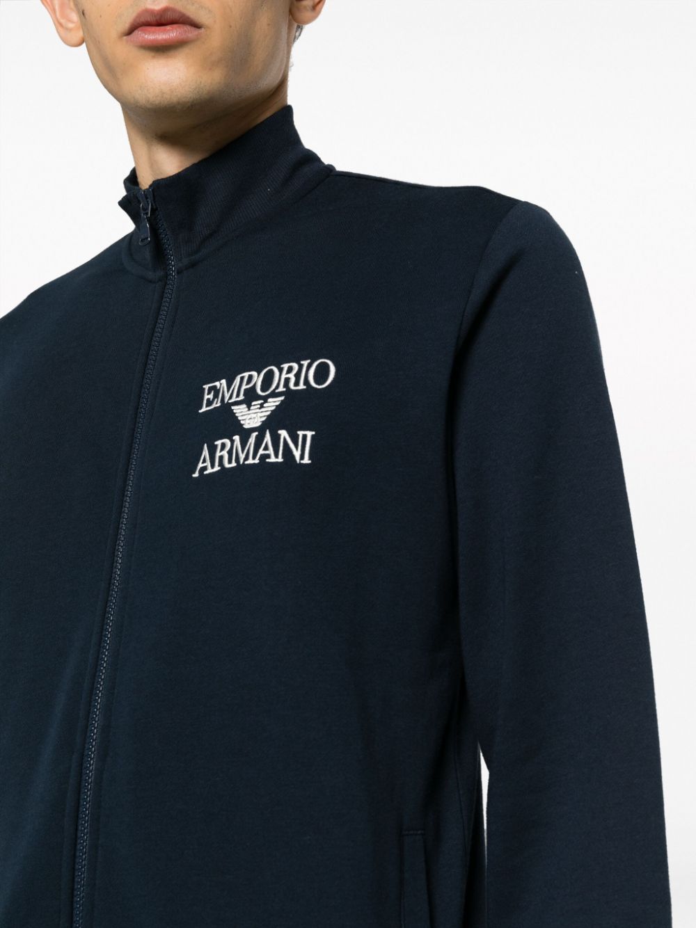 Emporio Armani Logo-embroidered Cotton-blend Pajama In Black