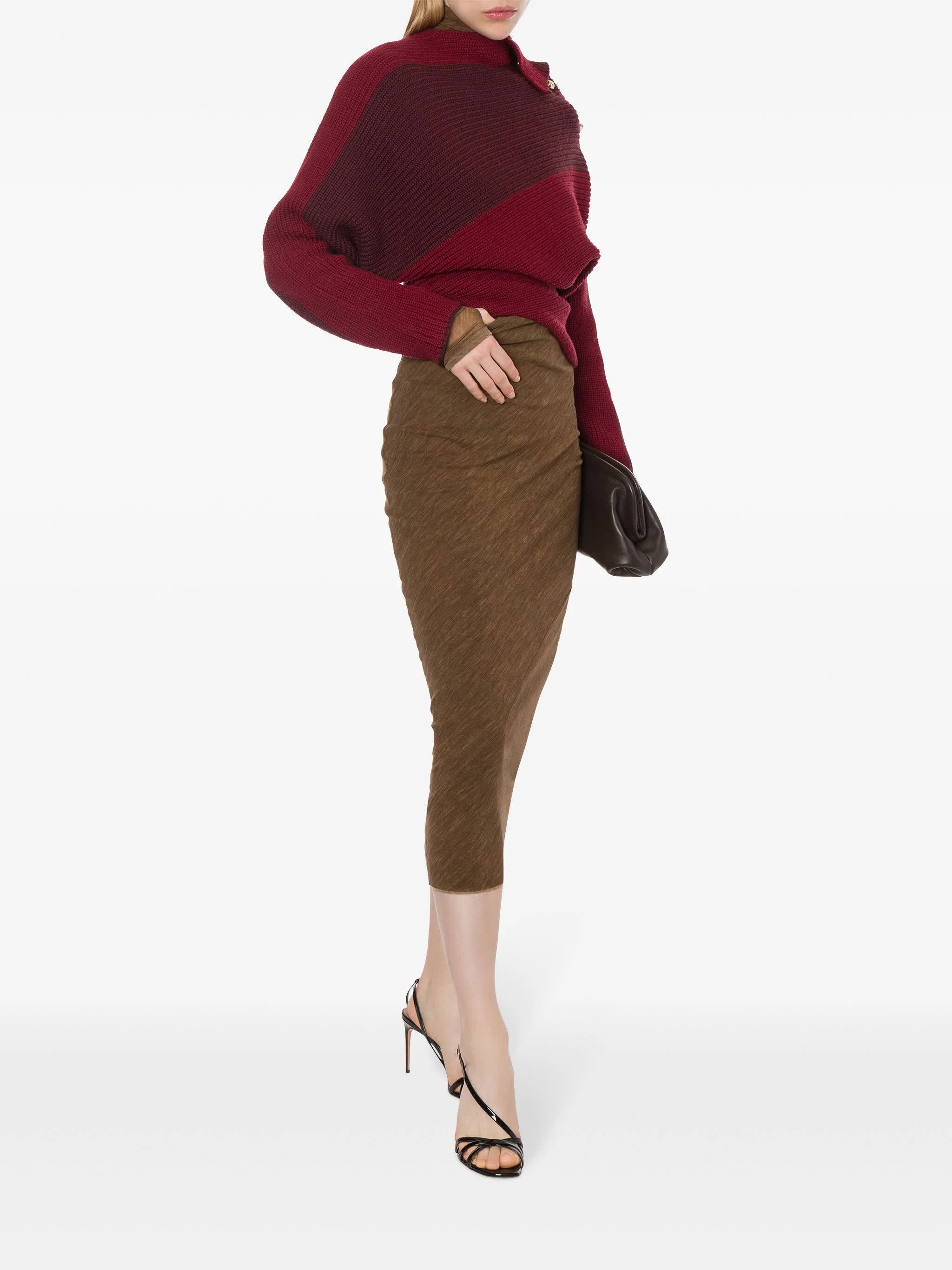 Shop Philosophy Di Lorenzo Serafini Elastic Waist Skirt In Brown