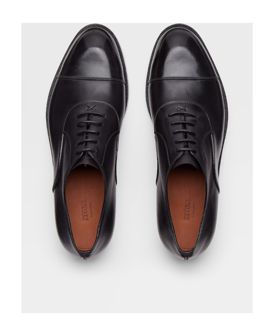 Zegna Torino Leather Oxford Shoes In Black