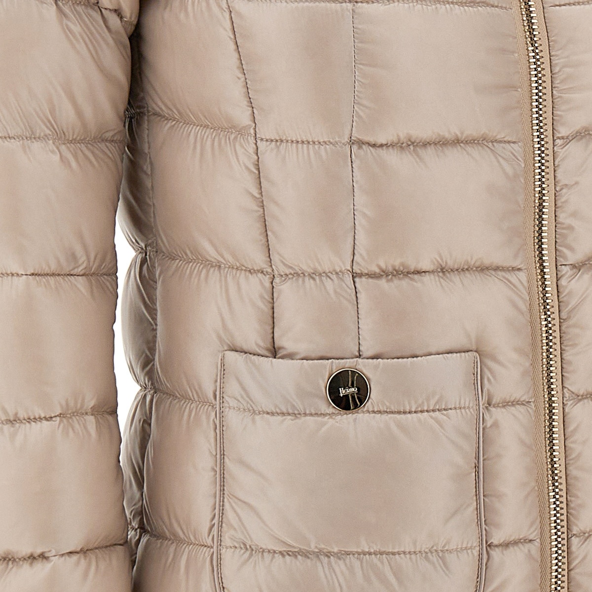 Herno Padded Zip-up Coat In Nude