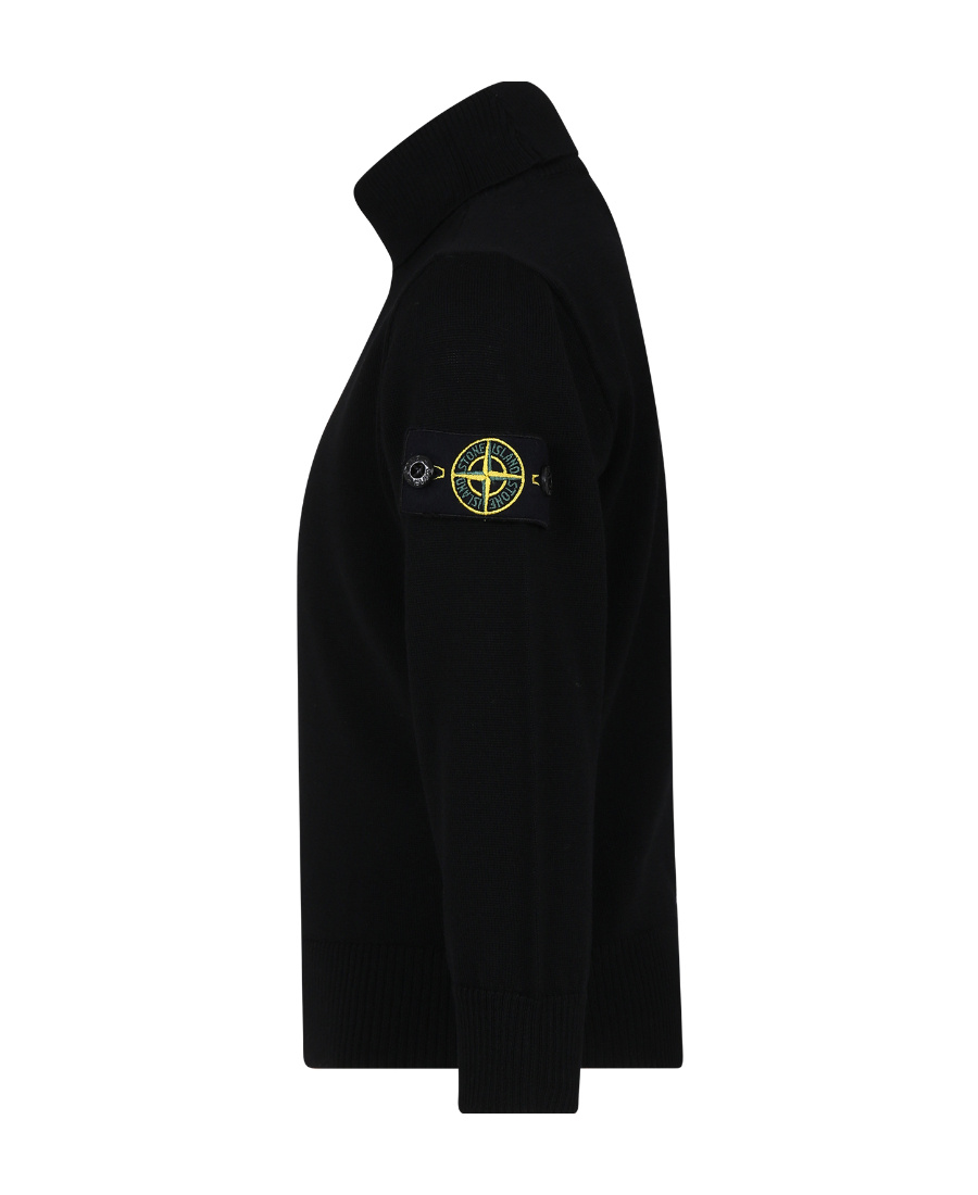 Stone Island Compass-motif Virgin Wool Jumper In Black