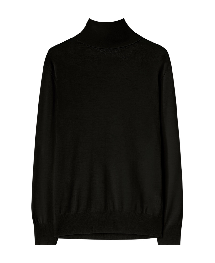 Jil Sander Wool Sweater With Turtleneck And Ribbed Finish In Black