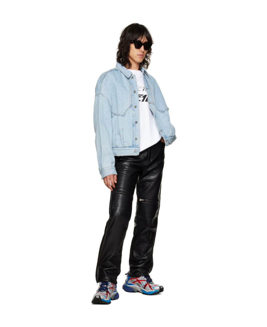 We11 Done Logo Denim Jacket In Blue