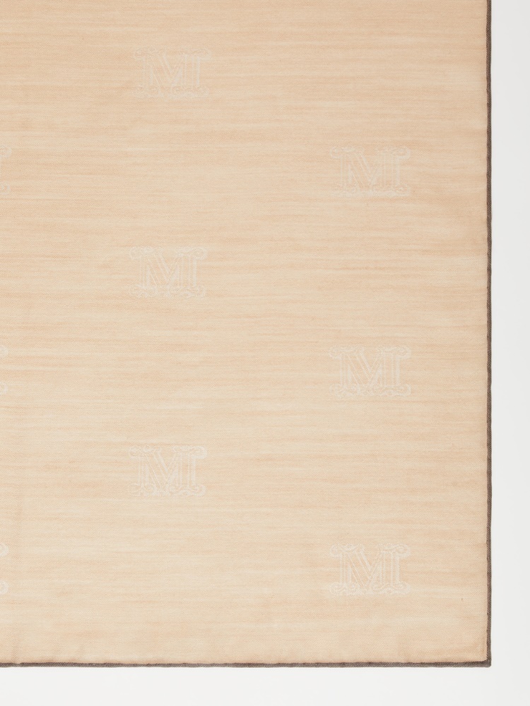 Max Mara Wool, Silk And Cotton Logo Shawl In Nude