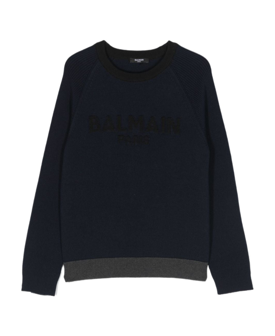 Balmain Logo-embossed Crew-neck Jumper In Black