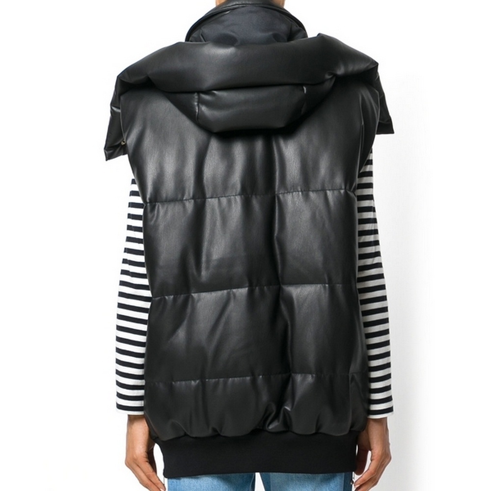 Stella Mccartney Hooded Sleeveless Down Jacket In Black