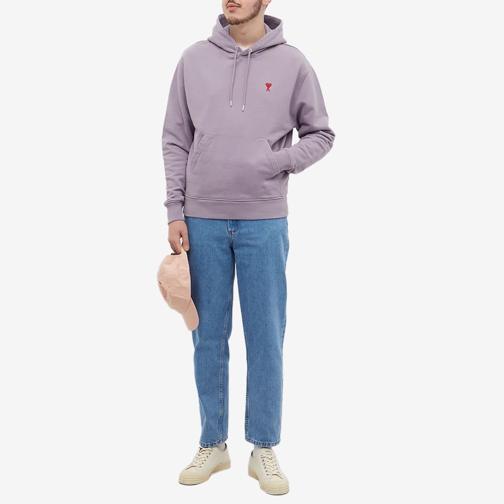 Ami Alexandre Mattiussi Heart Embroidered Drawstring Hoodie In Gray