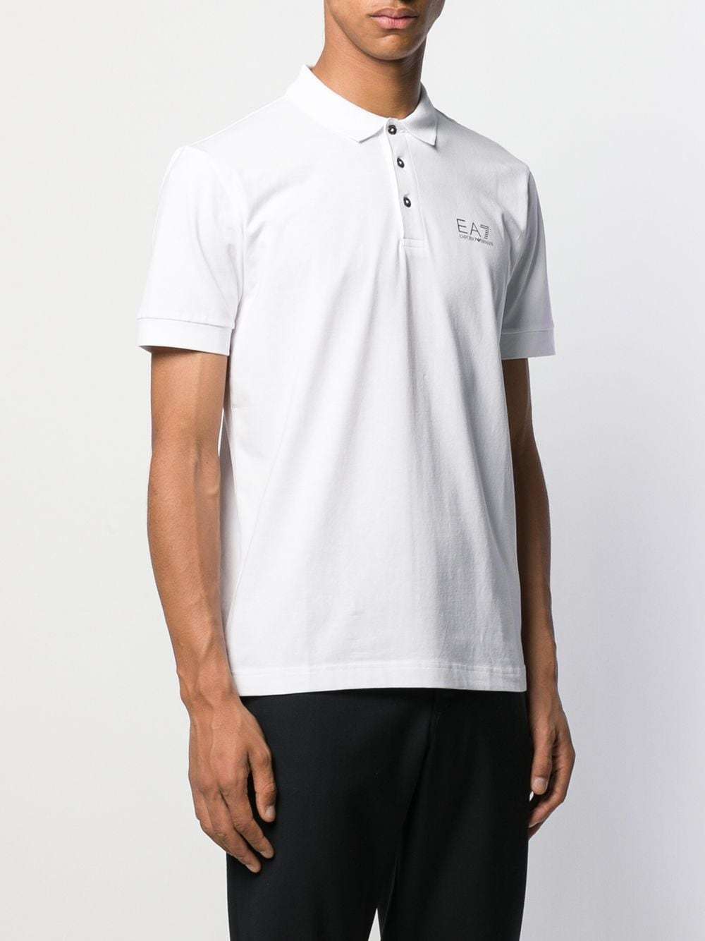 Ea7 Short Sleeve Polo Shirt In White