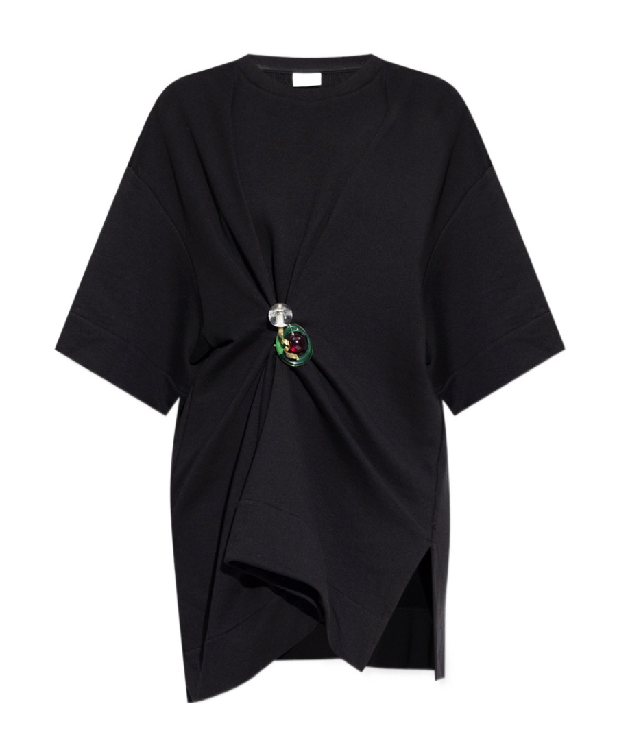 Dries Van Noten Round-collar Short-sleeve Blouse In Black