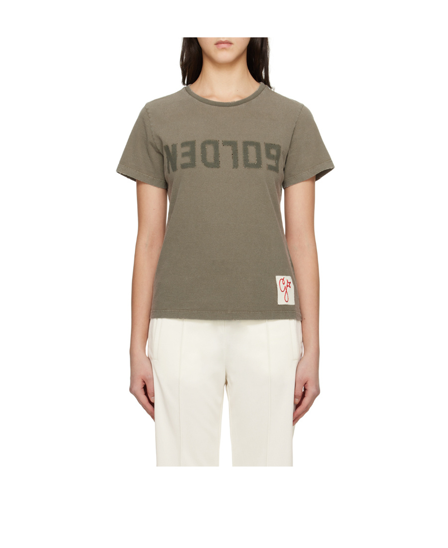 Golden Goose Deluxe Brand Army Green Cotton Doris T Shirt In Multicolor