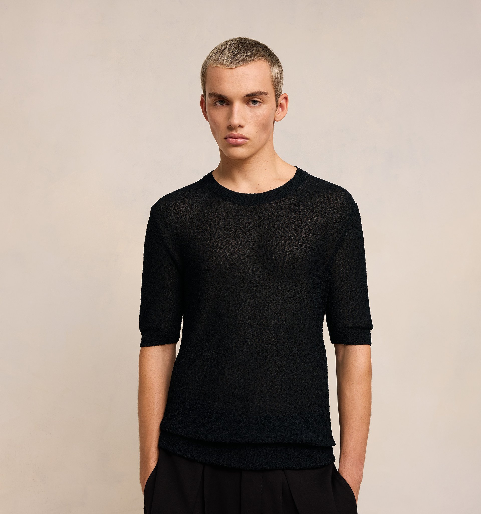 Shop Ami Alexandre Mattiussi Ami Crewneck Knitted T-shirt In Black