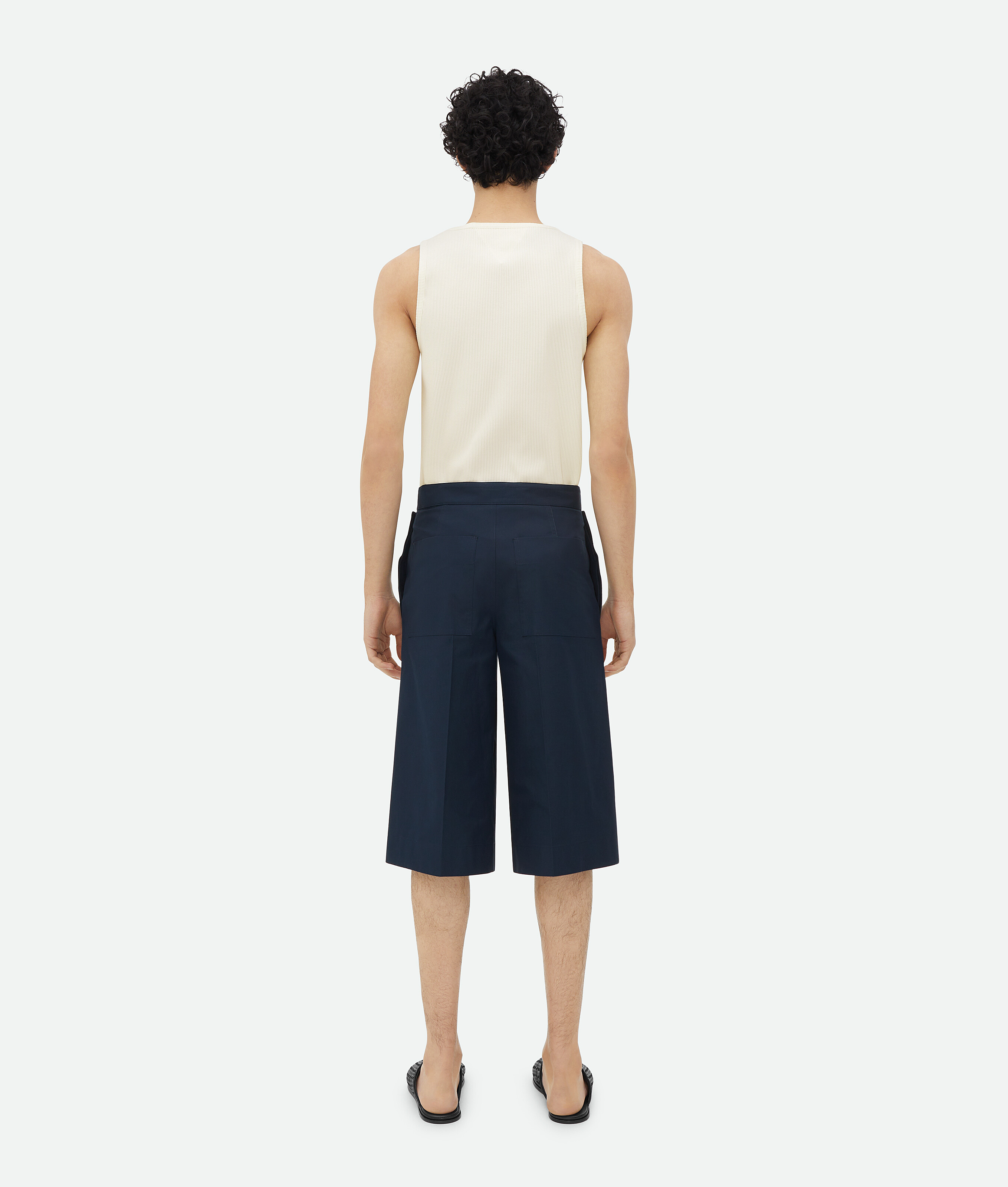 Bottega Veneta Layered Cotton Shorts In Blue