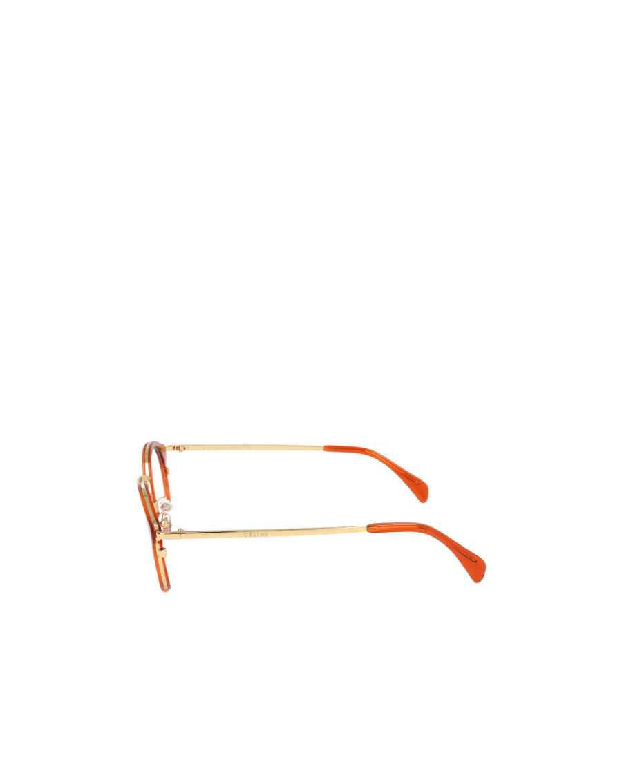 Celine Logo Round Frame Flat Mirror In Orange