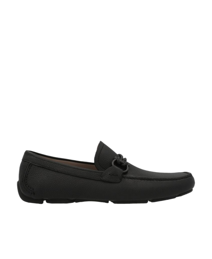Ferragamo Logo Mokasin Shoes In Black