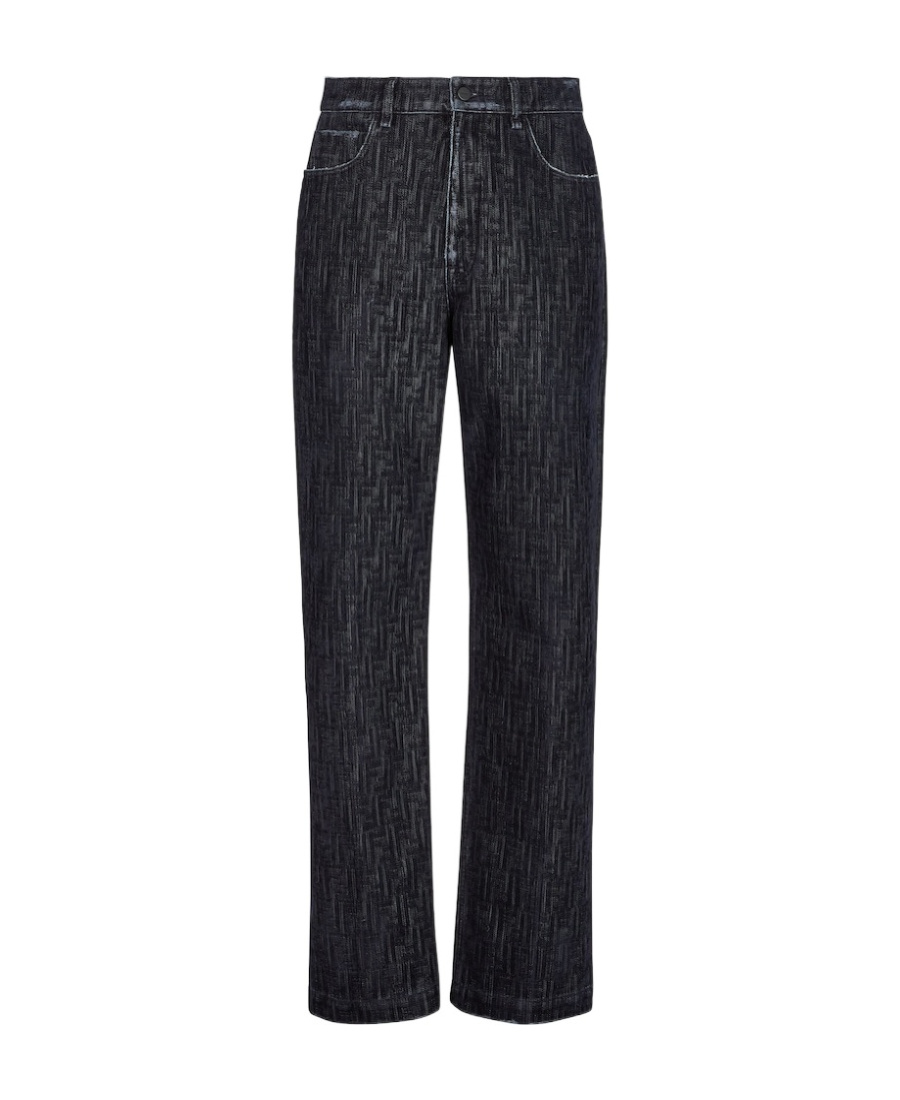 Fendi Ff-motif Flocked Jeans In Blue