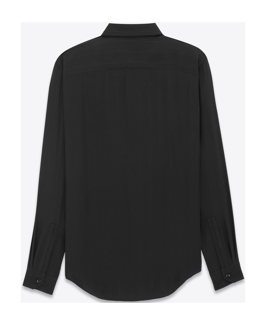 Saint Laurent Silk Logo Shirt In Black
