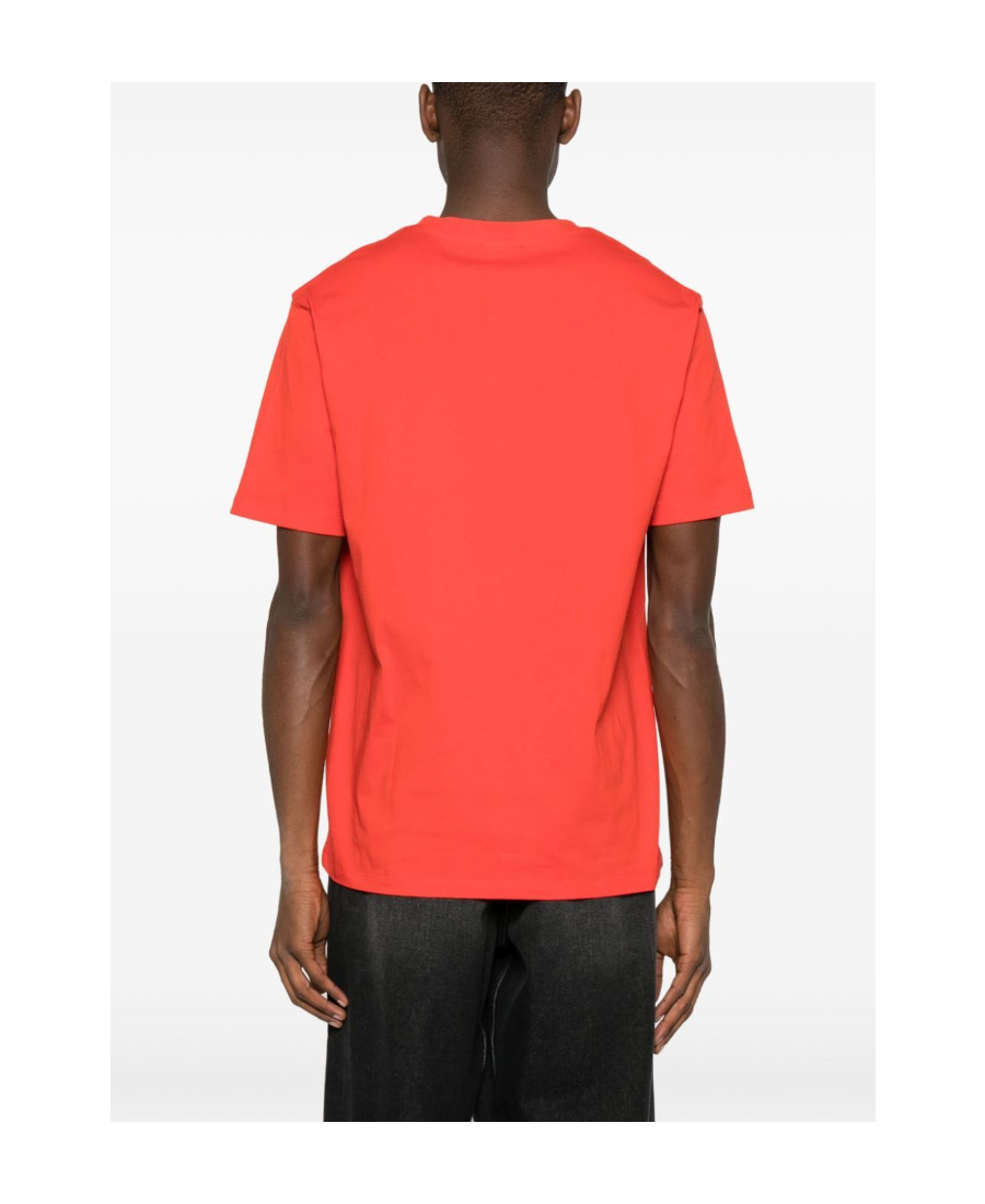 Balmain Logo Embroidered Organic Cotton T-shirt In Orange