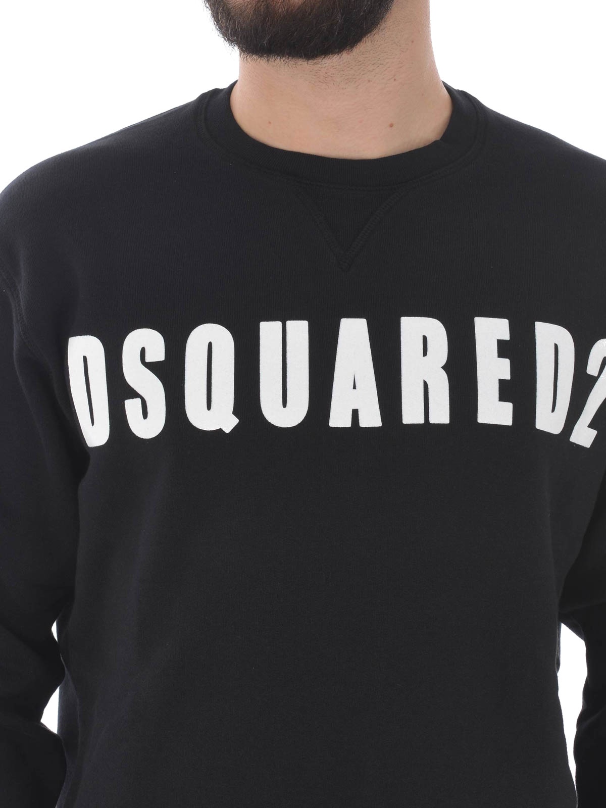 Dsquared2 Cotton Crewneck Sweater With Ribbed Hem In Black