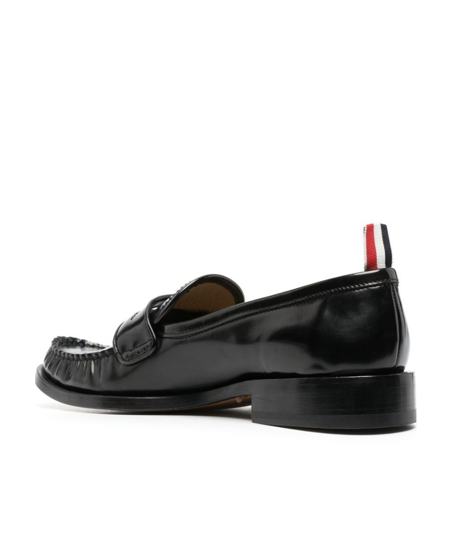 Thom Browne Varsity Patent-leather Penny Loafers In Black