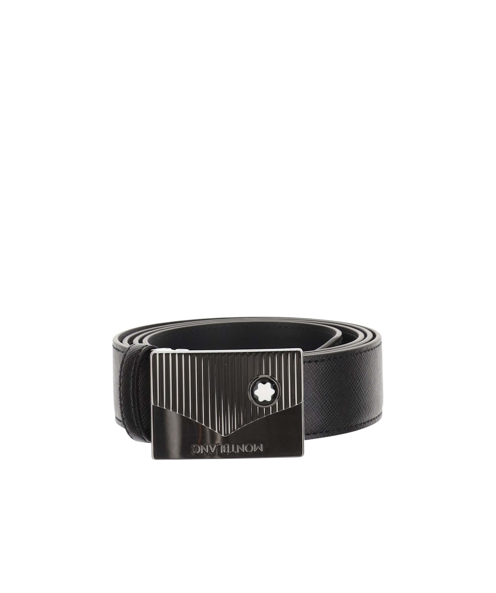 Montblanc Logo Engraved Buckle Belt In Black