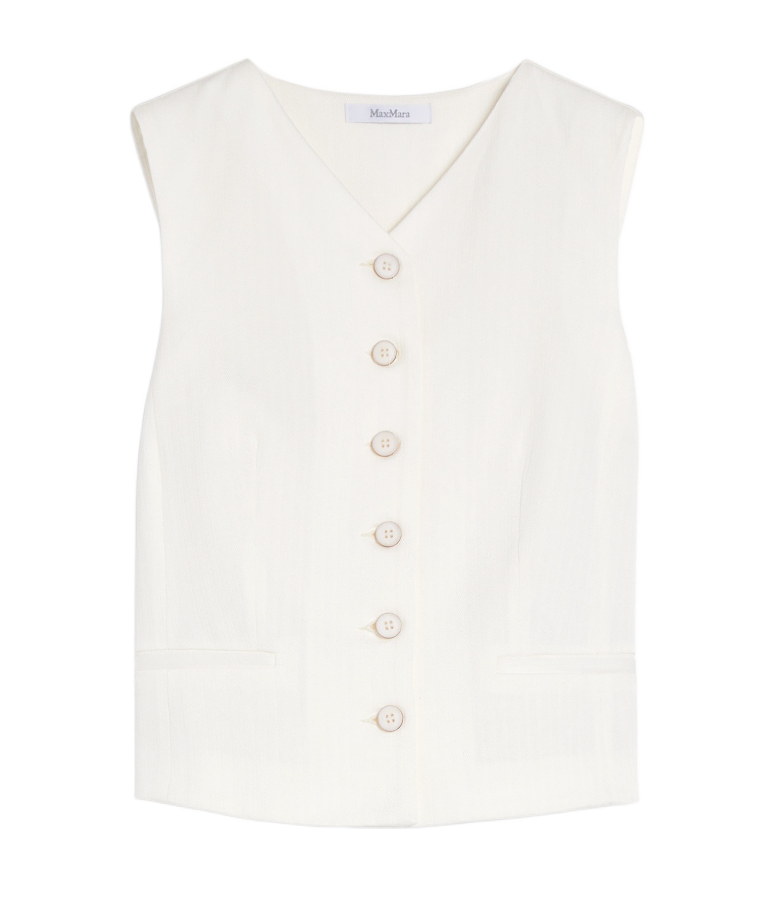 Max Mara Tailored Vest With V-neck And Tie Back In White