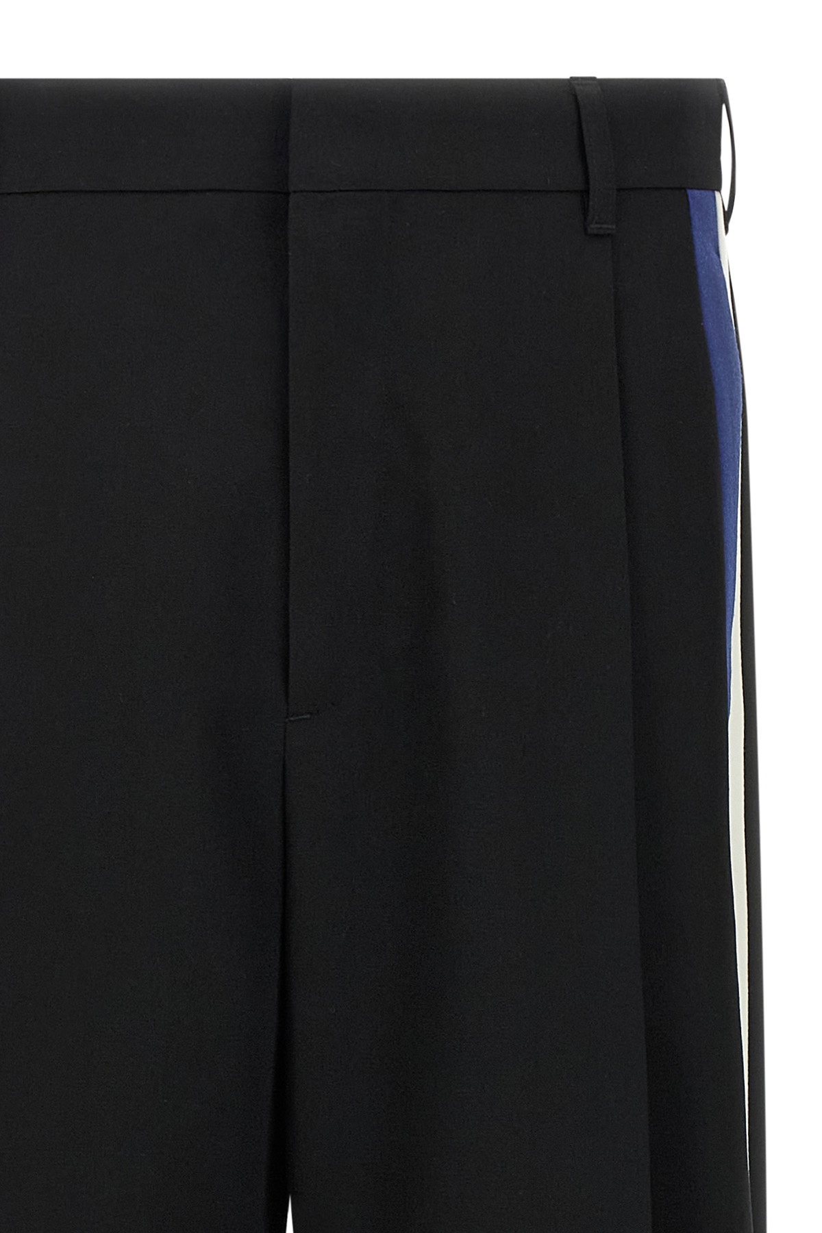 Marni Wool Trousers With Pleated Front And Side Stripe In Black