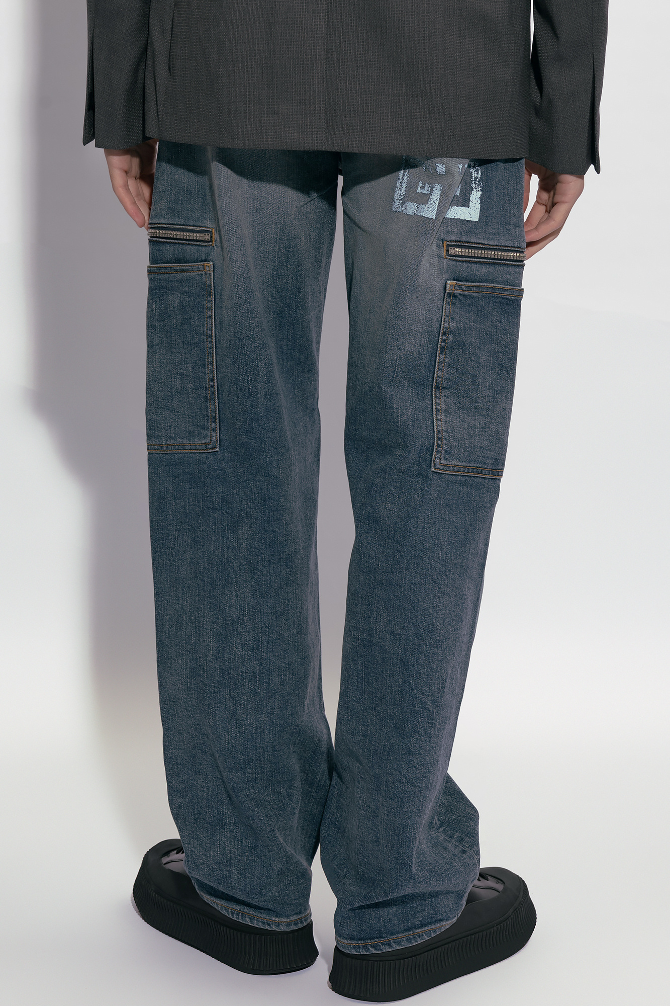 Givenchy Straight-leg Cargo Jeans In Blue
