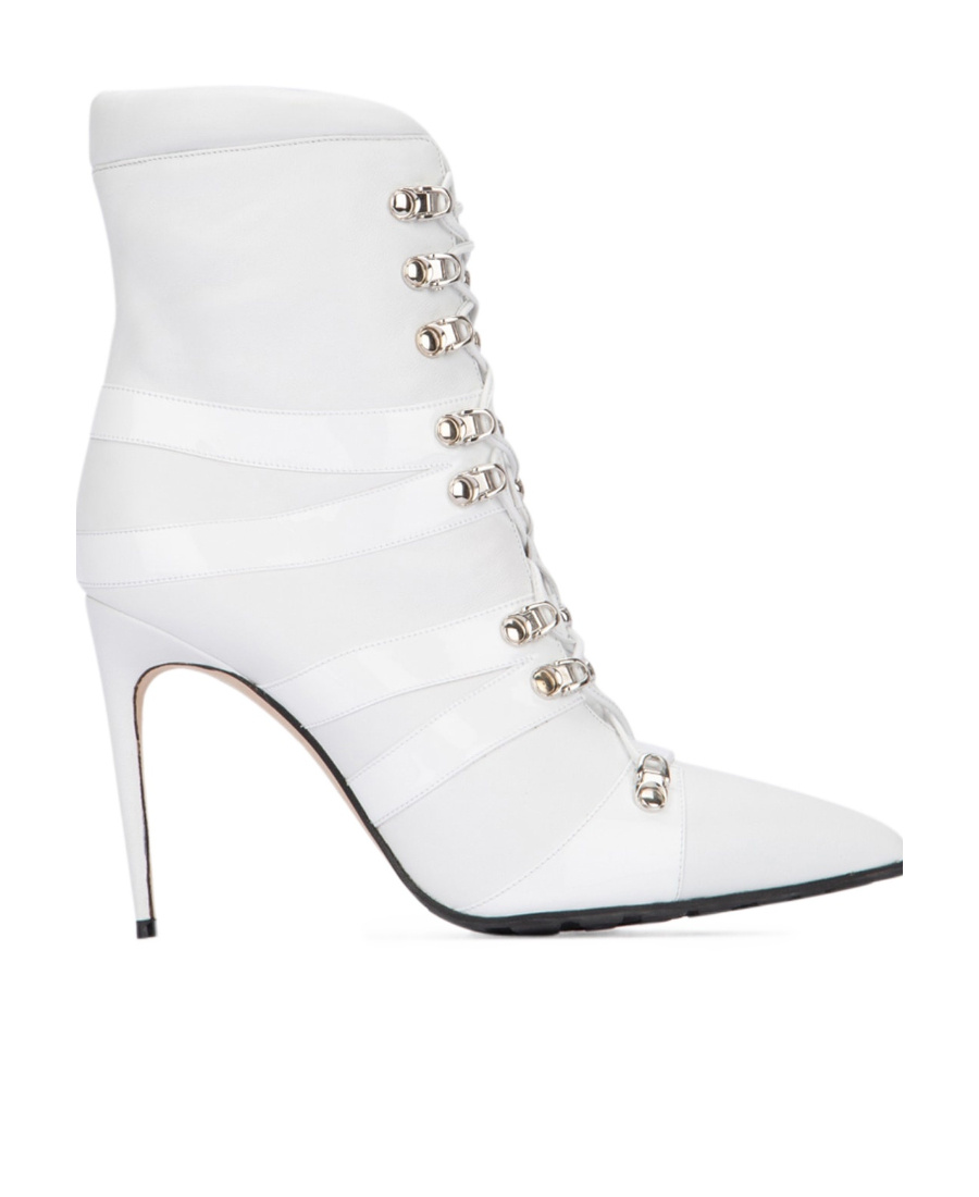 Manolo Blahnik Tie A Pointed Short Boot In White