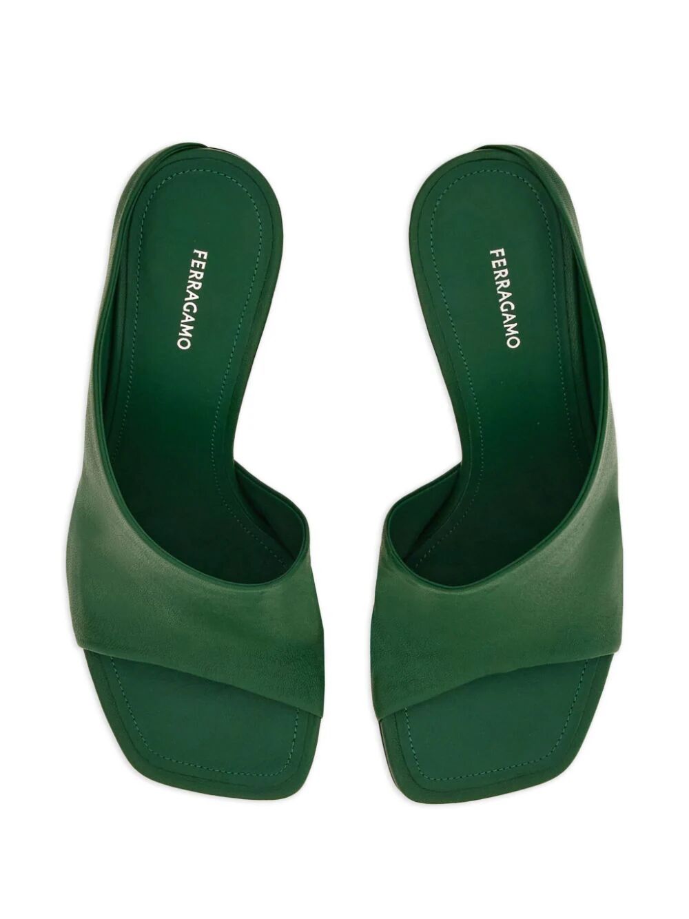 Ferragamo Nymphe 85 Nappa Leather Mules In Green