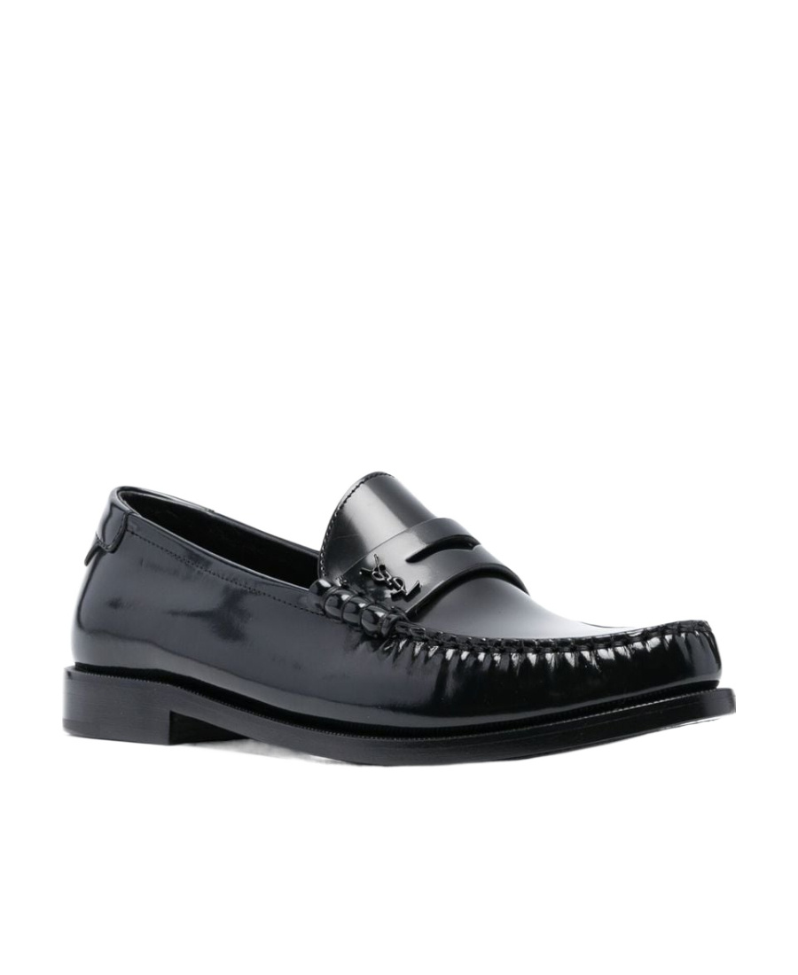 Saint Laurent Monogram Penny Loafers In Calf Leather In Black