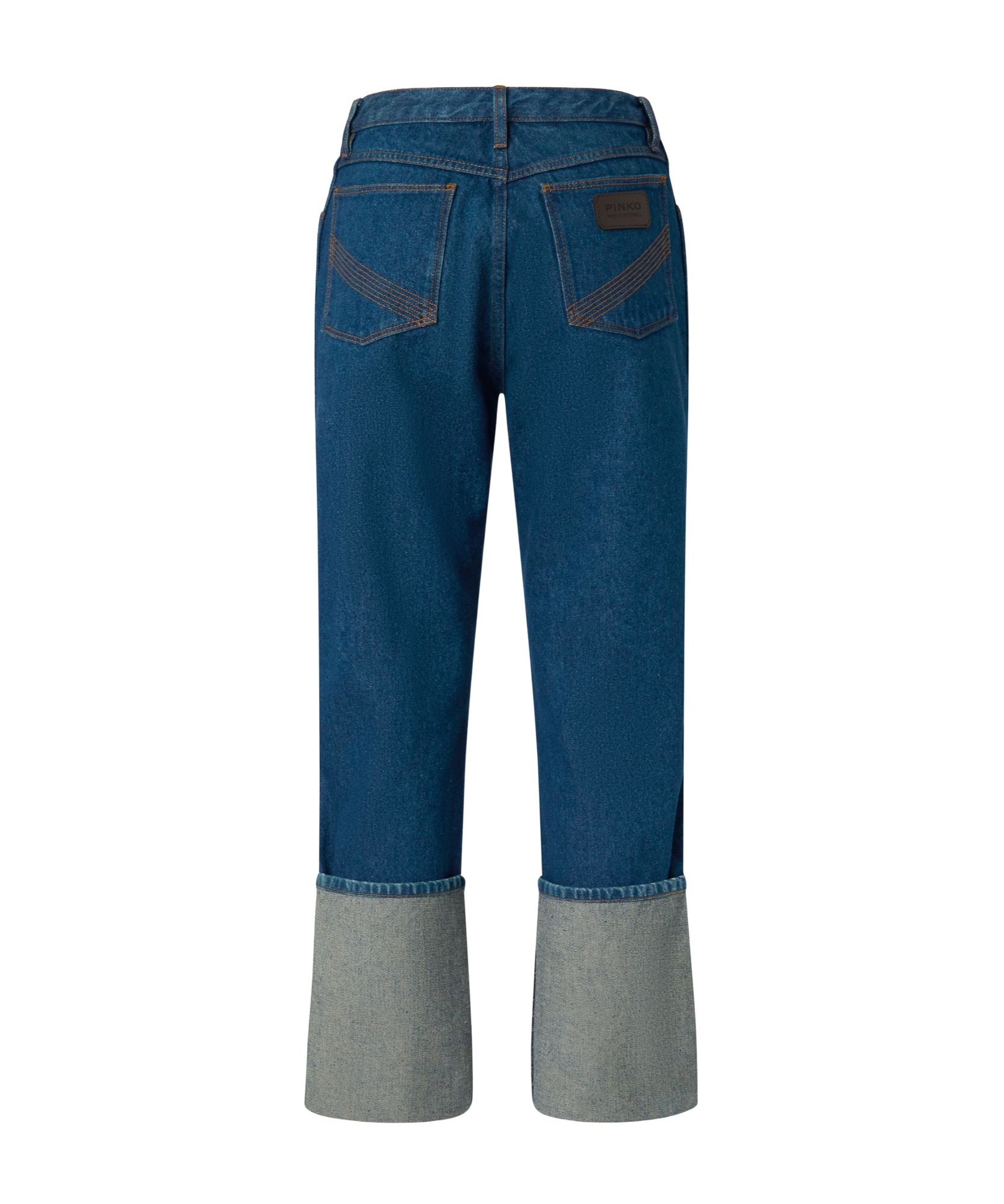Pinko Turn-up Straight Jeans In Rinse Wash