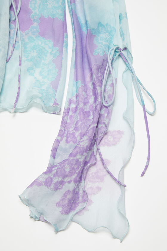 Acne Studios Printed Cotton And Silk Chiffon Top In Blue