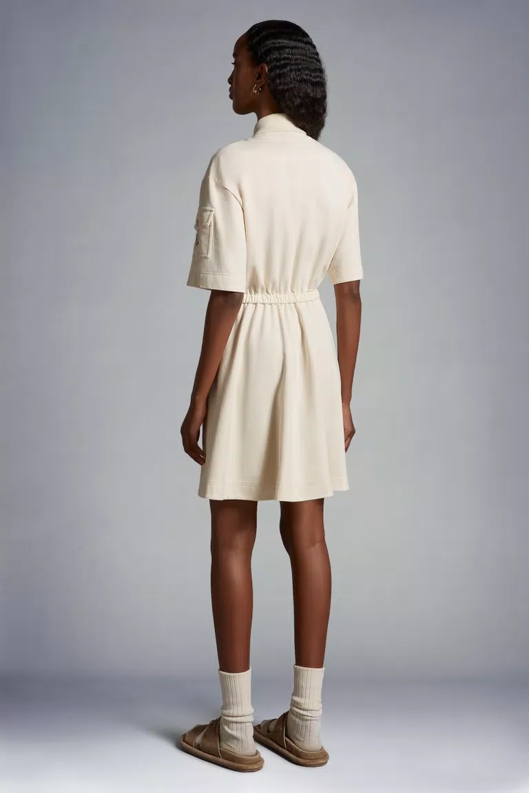 Moncler Fit-and-flare Mini Shirtdress In Nude