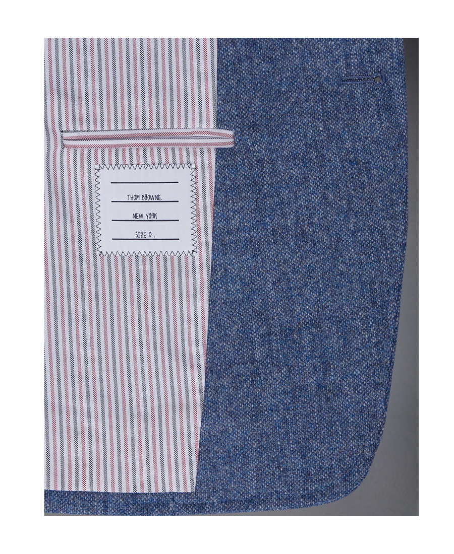 Shop Thom Browne Stripe-detail Single-breasted Blazer In Blue