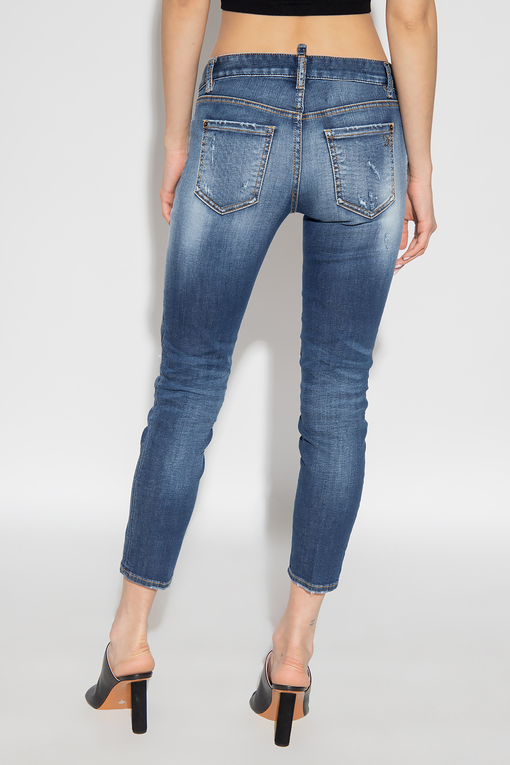 Dsquared2 Low-rise Skinny-leg Cropped Jeans In Blue
