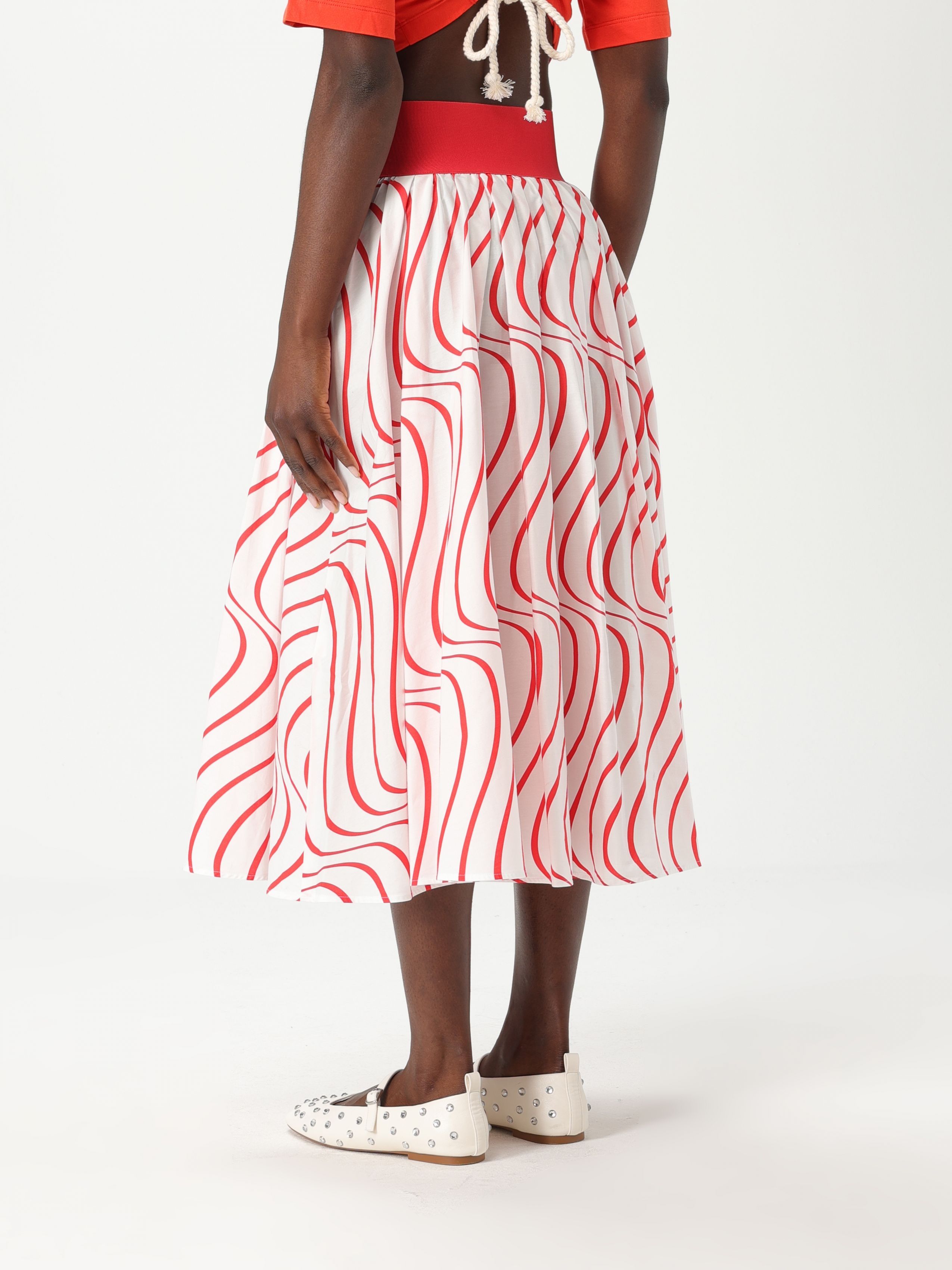 Msgm Printed Pleated Skirt In Multi