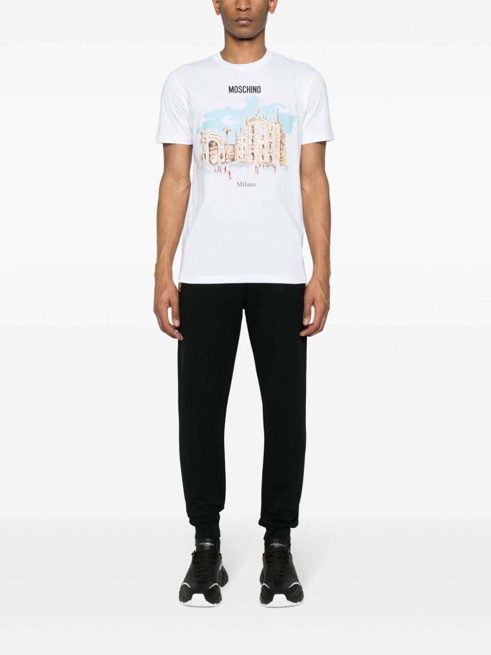 Moschino Logo-lettering Cotton Track Pants In Black