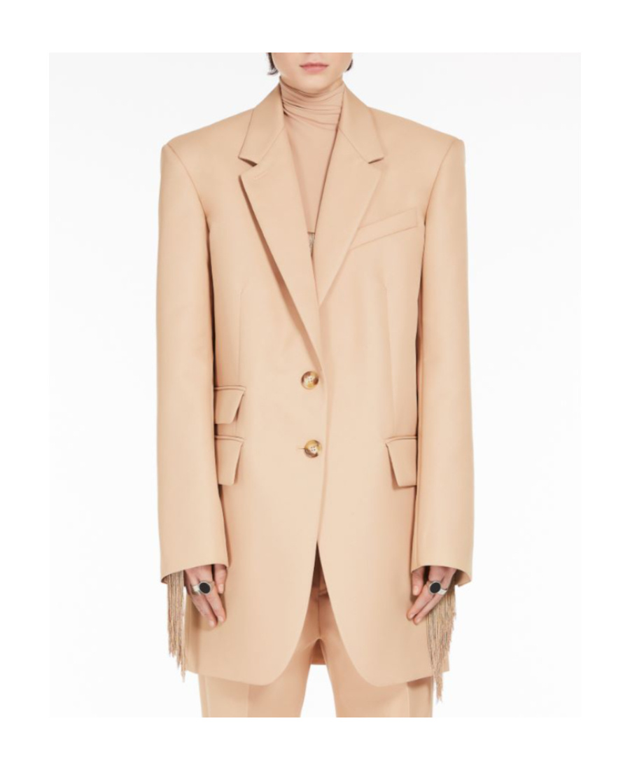 Sportmax Notched-lapels Single-breasted Blazer In Nude
