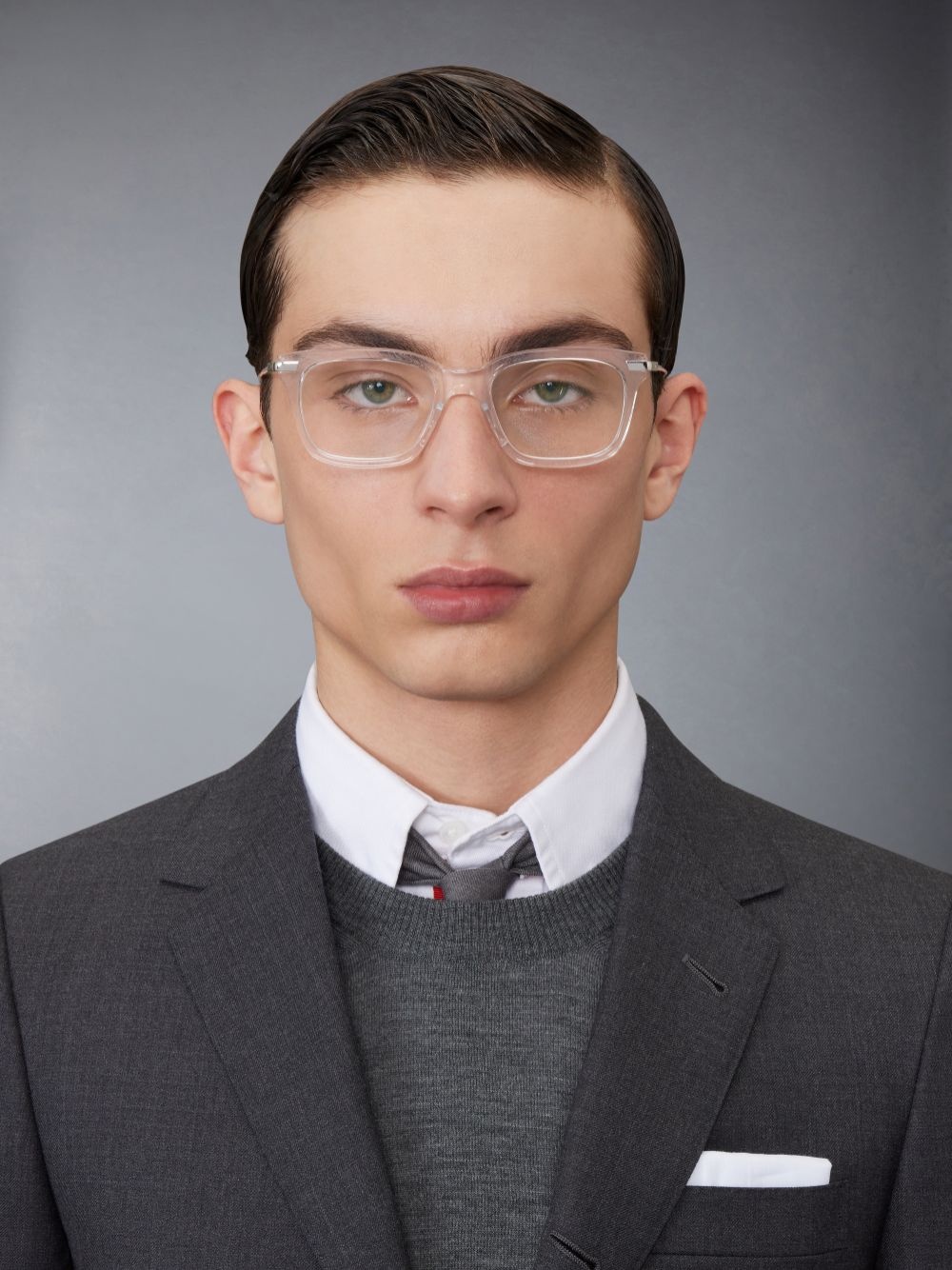 Thom Browne Square-frame Glasses In Gray