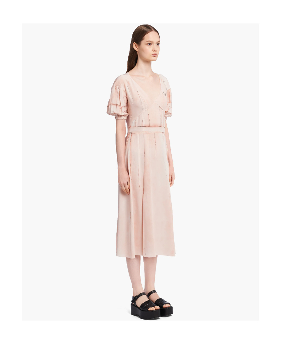 Prada Logo-print Crepe Dress In Nude Pink