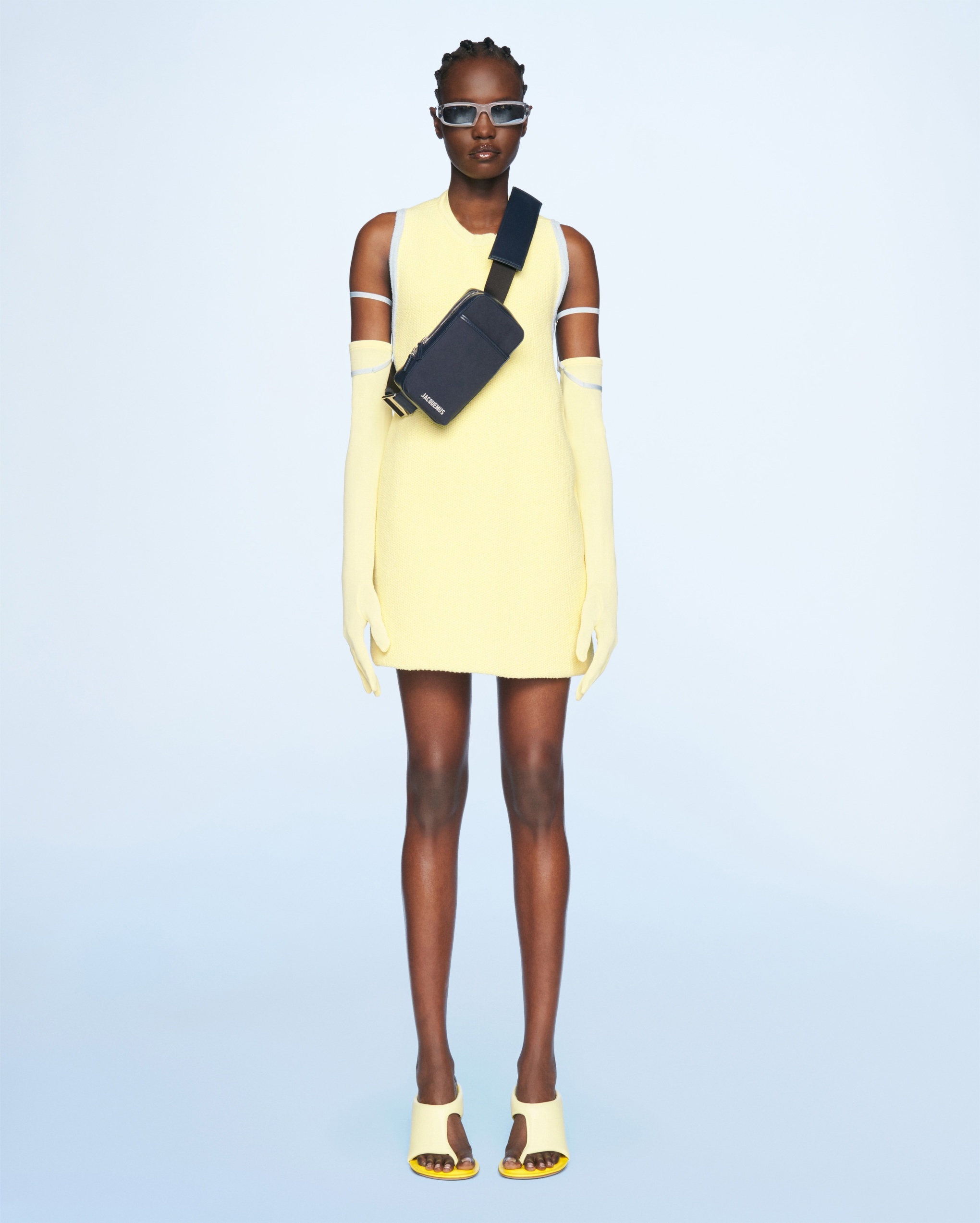 Jacquemus Bare-shouldered Mini Dress In Yellow