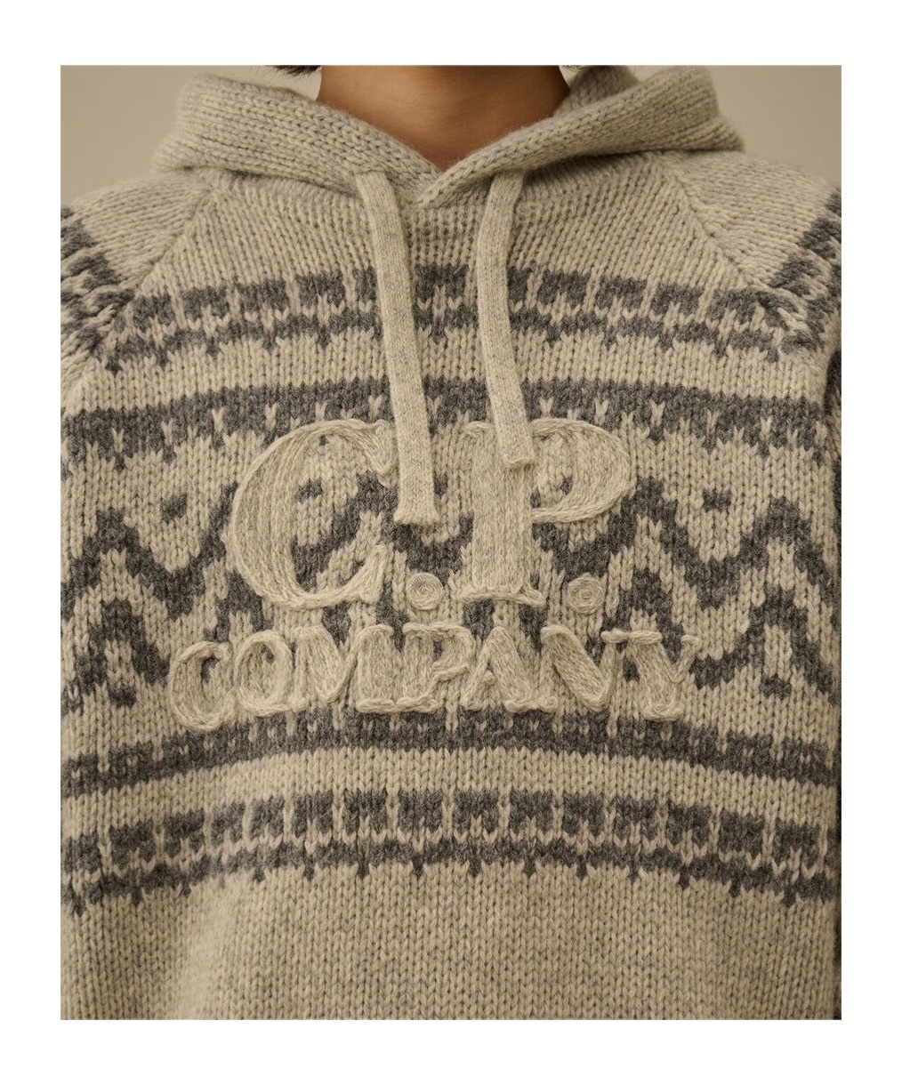 C.p. Company C.p.company Patterned Knitted Hoodie In White